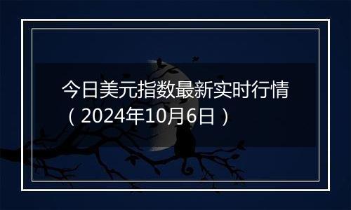 今日美元指数最新实时行情（2024年10月6日）