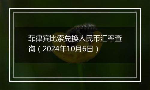 菲律宾比索兑换人民币汇率查询（2024年10月6日）