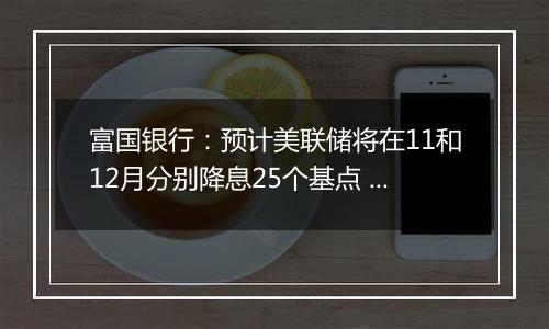 富国银行：预计美联储将在11和12月分别降息25个基点 经济将温和放缓但不会衰退