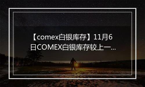 【comex白银库存】11月6日COMEX白银库存较上一日增持55.87吨