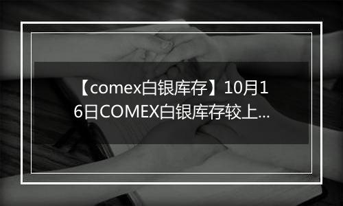 【comex白银库存】10月16日COMEX白银库存较上一日增持5.32吨