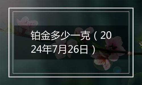 铂金多少一克（2024年7月26日）