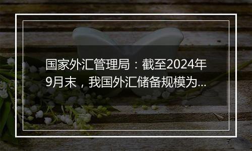 国家外汇管理局：截至2024年9月末，我国外汇储备规模为33164亿美元