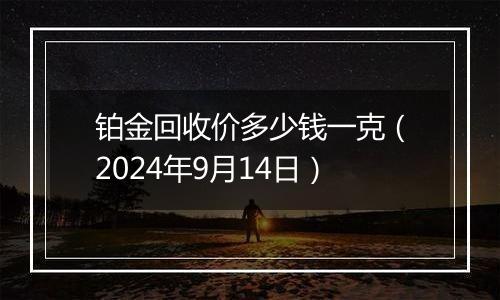 铂金回收价多少钱一克（2024年9月14日）