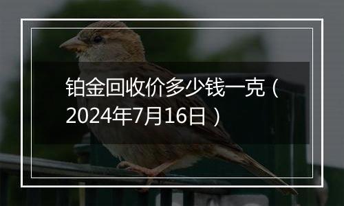 铂金回收价多少钱一克（2024年7月16日）