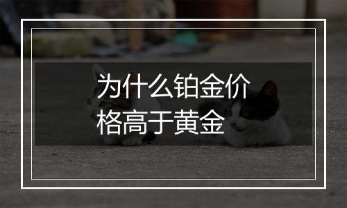 为什么铂金价格高于黄金