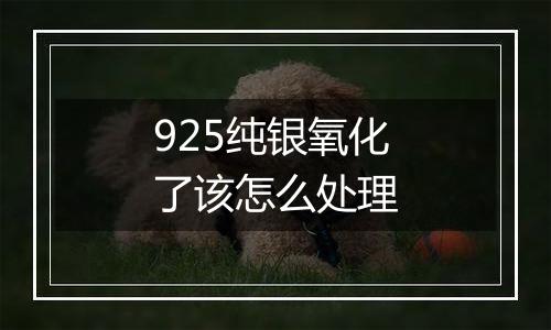 925纯银氧化了该怎么处理