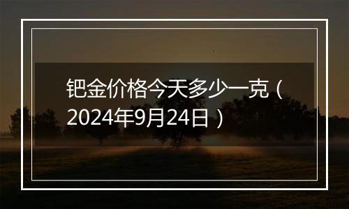 钯金价格今天多少一克（2024年9月24日）