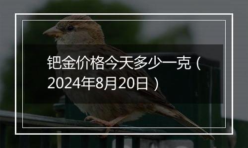 钯金价格今天多少一克（2024年8月20日）