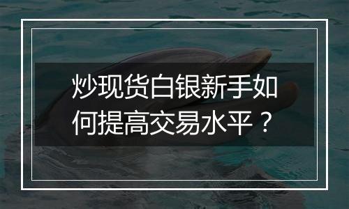 炒现货白银新手如何提高交易水平？