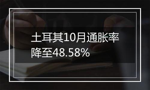 土耳其10月通胀率降至48.58%