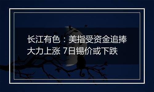 长江有色：美指受资金追捧大力上涨 7日锡价或下跌