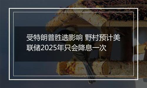 受特朗普胜选影响 野村预计美联储2025年只会降息一次