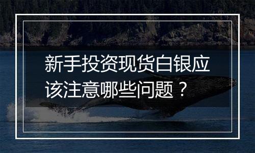 新手投资现货白银应该注意哪些问题？