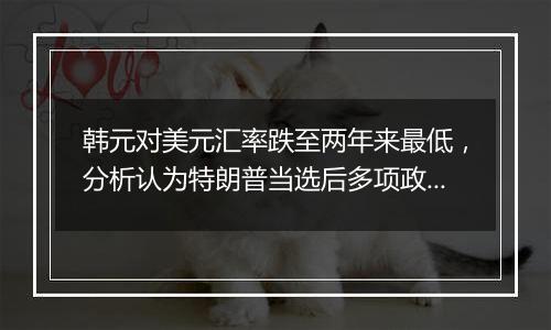 韩元对美元汇率跌至两年来最低，分析认为特朗普当选后多项政策或对韩国出口造成不利