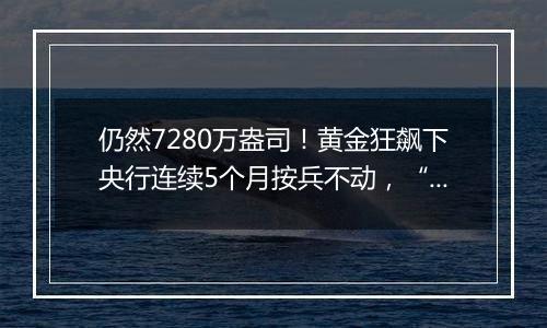 仍然7280万盎司！黄金狂飙下央行连续5个月按兵不动，“金九”之后会有“金十”吗？