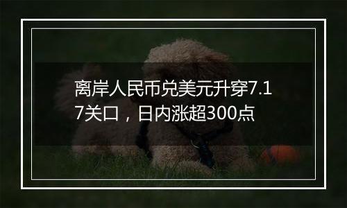 离岸人民币兑美元升穿7.17关口，日内涨超300点