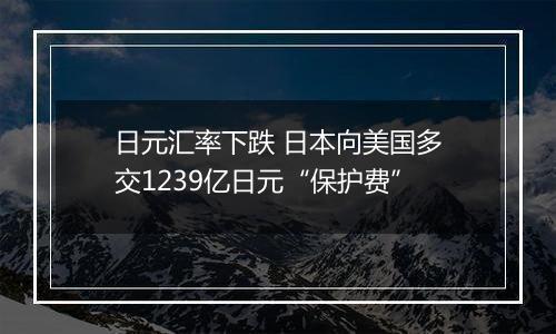 日元汇率下跌 日本向美国多交1239亿日元“保护费”