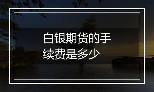 白银期货的手续费是多少