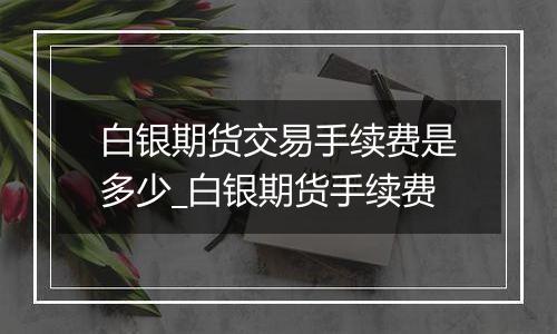 白银期货交易手续费是多少_白银期货手续费