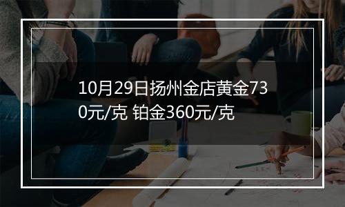 10月29日扬州金店黄金730元/克 铂金360元/克