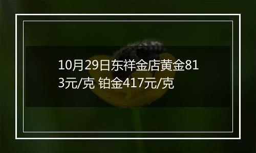 10月29日东祥金店黄金813元/克 铂金417元/克