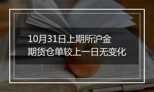 10月31日上期所沪金期货仓单较上一日无变化