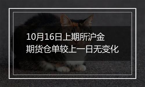 10月16日上期所沪金期货仓单较上一日无变化