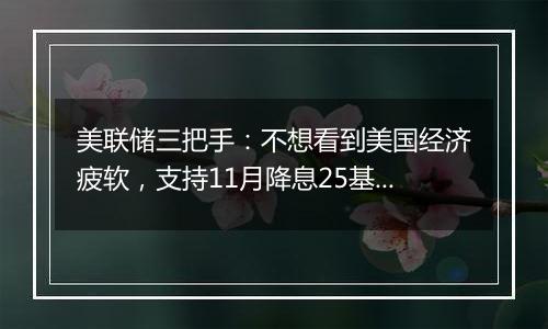 美联储三把手：不想看到美国经济疲软，支持11月降息25基点