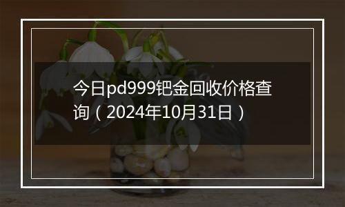 今日pd999钯金回收价格查询（2024年10月31日）