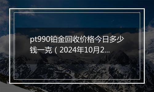 pt990铂金回收价格今日多少钱一克（2024年10月29日）