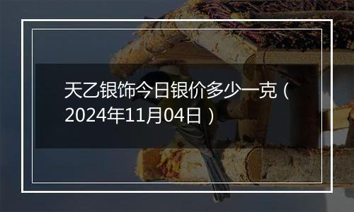 天乙银饰今日银价多少一克（2024年11月04日）