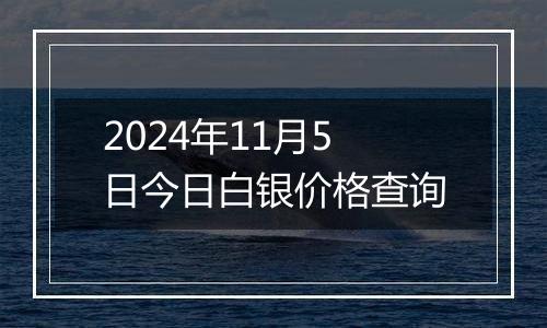 2024年11月5日今日白银价格查询