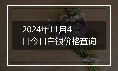 2024年11月4日今日白银价格查询