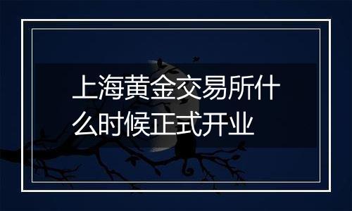 上海黄金交易所什么时候正式开业