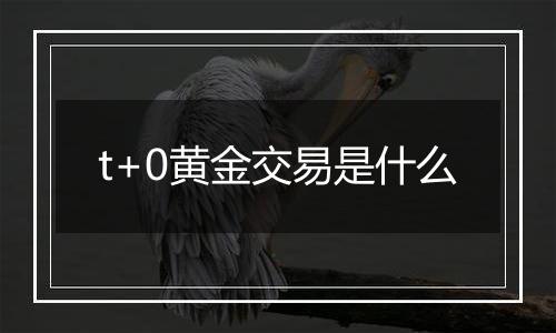 t+0黄金交易是什么