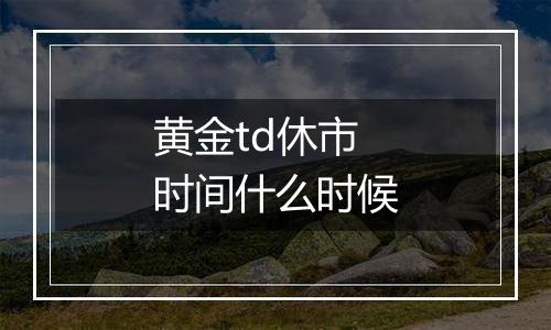 黄金td休市时间什么时候