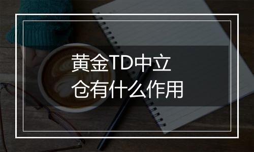 黄金TD中立仓有什么作用