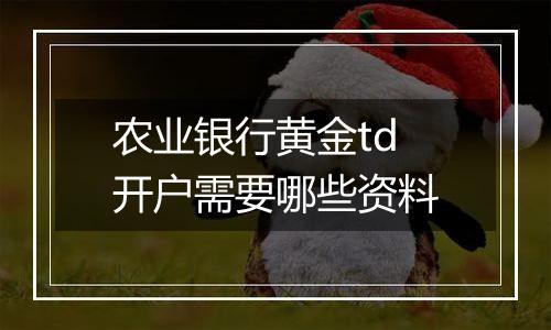 农业银行黄金td开户需要哪些资料