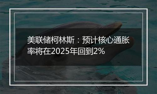 美联储柯林斯：预计核心通胀率将在2025年回到2%