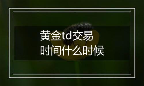 黄金td交易时间什么时候