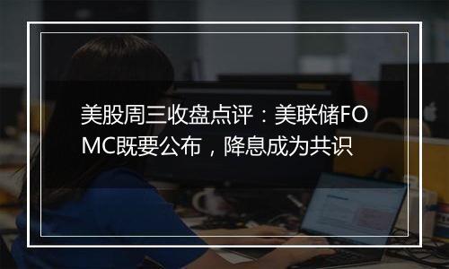 美股周三收盘点评：美联储FOMC既要公布，降息成为共识