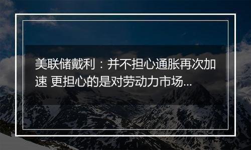 美联储戴利：并不担心通胀再次加速 更担心的是对劳动力市场的伤害