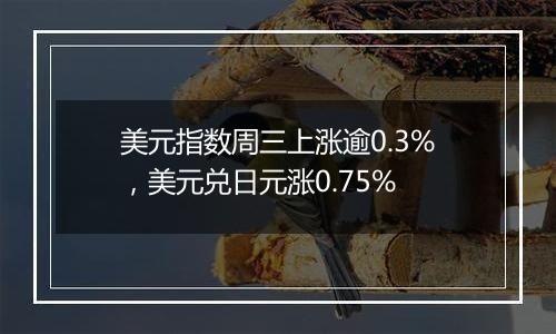 美元指数周三上涨逾0.3%，美元兑日元涨0.75%