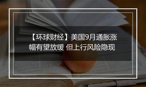 【环球财经】美国9月通胀涨幅有望放缓 但上行风险隐现