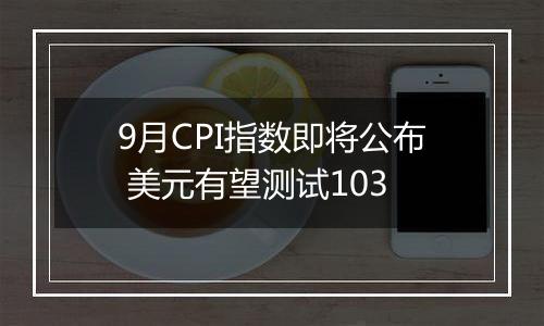 9月CPI指数即将公布 美元有望测试103