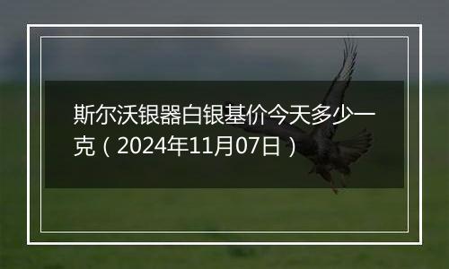 斯尔沃银器白银基价今天多少一克（2024年11月07日）