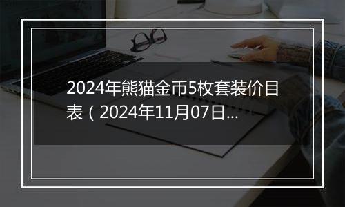 2024年熊猫金币5枚套装价目表（2024年11月07日）