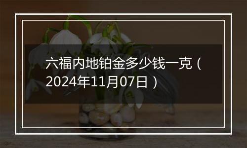 六福内地铂金多少钱一克（2024年11月07日）