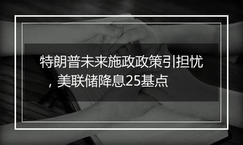 特朗普未来施政政策引担忧 ，美联储降息25基点